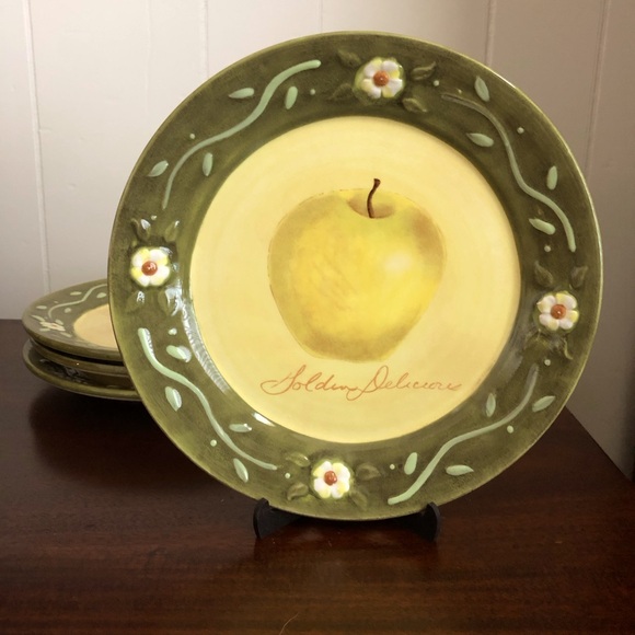 Apple Dessert Plates Designed by Artist Susan Winget - set of 4 - Picture 5 of 7